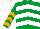 Silk - Emerald green, white chevrons, orange chevrons on sleeves, white cap