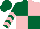 Silk - Dark green and pink (quartered), chevrons on sleeves