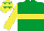Silk - Emerald green, yellow hoop, yellow sleeves, yellow cap, emerald green stars