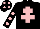Silk - black, pink cross of lorraine, black sleeves, pink spots, black cap, pink spots