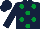 Silk - Dark blue, emerald green spots, dark blue cap