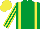 Silk - Emerald green, yellow braces, striped sleeves, yellow cap