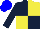Silk - DARK BLUE & YELLOW QUARTERED, blue cap