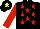 Silk - Black, red stars, red sleeves, black cap, yellow star