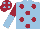 Silk - Light blue, maroon spots, maroon, light blue halved sleeves, maroon, light blue spots cap