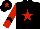 Silk - Black body, red star, red arms, black chevron, black cap, red star
