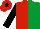 Silk - Red & emerald green halved, black sleeves, red cap, black star