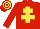 Silk - red, yellow cross of lorraine, red cap, yellow hooped