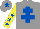 Silk - Grey, royal blue cross of lorraine, yellow sleeves, royal blue stars, grey cap, royal blue star
