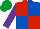 Silk - Red and royal blue (quartered), purple sleeves, emerald green cap