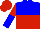 Silk - Blue, red halved horizontally, red, blue halved sleeves, red cap