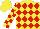 Silk - yellow, red diamonds, yellow and red checked sleeves, yellow cap