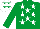 Silk - Emerald green, white stars, emerald green sleeves, white cap, emerald green stars