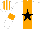 Silk - White, orange stripe, black star, orange armbands, striped cap