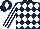 Silk - Dark blue and white diamonds, white and dark blue striped sleeves, dark blue cap, white diamond