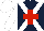 Silk - Dark blue, white cross sashes, red cross, white sleeves, white cap