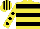 Silk - Yellow, black hoops, yellow sleeves, black spots, striped cap