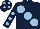 Silk - Dark blue, large light blue spots, light blue spots on sleeves, dark blue cap, light blue spots