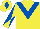 Silk - Yellow, royal blue chevron, diabolo on sleeves and diamond on cap