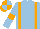 Silk - light blue body, orange braces, light blue arms, orange armlets, orange cap, light blue quartered