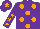 Silk - Purple, orange spots, purple sleeves, orange stars, purple cap, orange star
