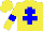 Silk - Yellow, blue cross of lorraine, yellow arms, blue armlets, yellow cap