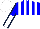 Silk - Blue and white stripes, white halved horizontally,blue and white halved sleeves, dark blue seams, white cap