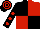 Silk - Black and red (quartered), black sleeves, red spots, hooped cap
