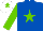 Silk - Royal blue, light green star, light green sleeves, white cap, light green star