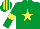 Silk - emerald Green, yellow star, yellow armlets, striped cap