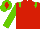 Silk - Red, light green epaulets and sleeves, light green cap, red diamond