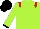 Silk - Lime Green, red epaulettes, black cuffs sleeves, black cap