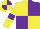 Silk - Yellow body, purple quartered, yellow arms, purple armlets, yellow cap, purple quartered