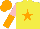 Silk - Yellow, orange star, pink and orange halved sleeves, orange cap