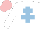 Silk - White, light blue cross of lorraine, pink cap