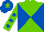Silk - Light green & royal blue diabolo, royal blue spots on sleeves, royal blue cap, light green star