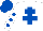 Silk - white, royal blue cross of lorraine, white sleeves, royal blue dots, royal blue cap