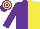 Silk - PURpLE & YELLOW HALVED, purple and yellow hoops on cap