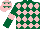 Silk - Dark green and pink diamonds, dark green sleeves, pink armlets, pink cap, dark green stars