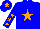 Silk - Blue, orange star, blue arms, orange stars, blue cap, orange star