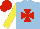 Silk - light blue, red maltese cross, yellow sleeves, red cap