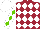 Silk - Maroon and white diamonds, white sleeves, light green diamonds, white cap
