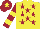Silk - Yellow, maroon stars, maroon & yellow hooped sleeves, maroon cap, yellow star