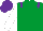 Silk - emerald green, purple epaulets, white sleeves, purple cap