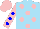 Silk - Sky blue, pink spots, pink sleeves, blue spots, pink cap