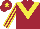 Silk - Maroon, yellow chevron, striped sleeves, yellow star on cap