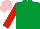 Silk - Emerald green, red sleeves, pink cap