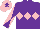 Silk - Purple, pink triple diamond, diabolo on sleeves, pink cap, purple star