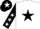 Silk - WHITE, black star, black sleeves, white stars, black cap, white star