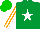 Silk - EMERALD GREEN, white star, orange & white striped slvs, green cap